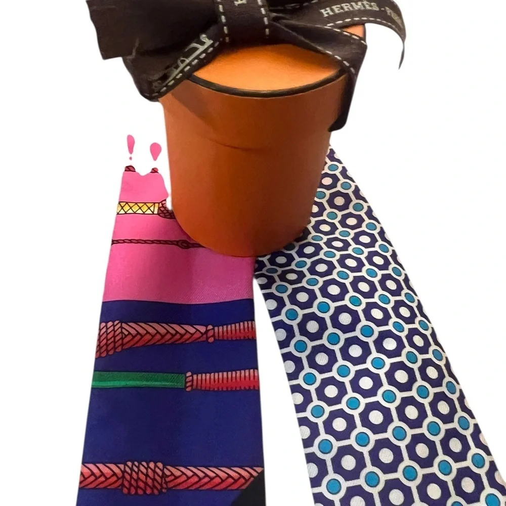 Hermes Clic Clac Cannage Silk Twilly Scarf